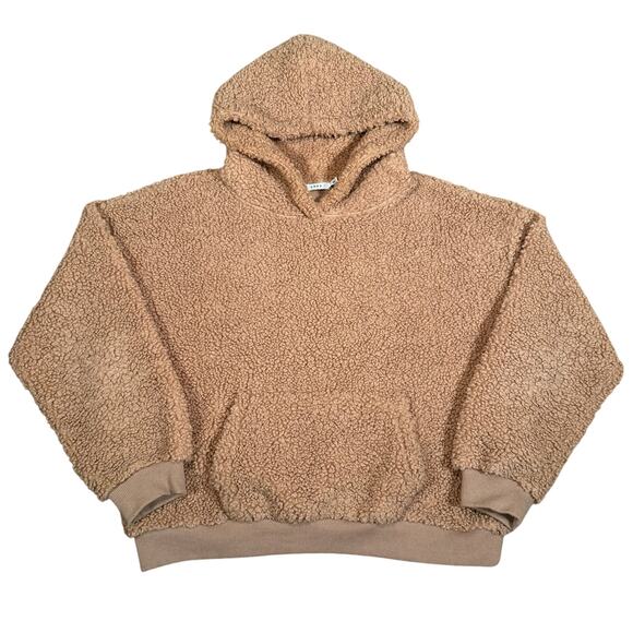 Teddy Bear Fleece Hoodie Lush Women’s Tan Fuzzy Cozy Pullover W/ Pocket Sz M - Picture 1 of 8